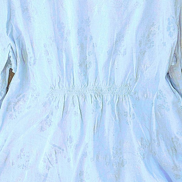 SONOMA Life+Style Women's Button 3/4 Sleeve 1X Shirred Blouse - Lt . Blue Floral - Picture 7 of 9